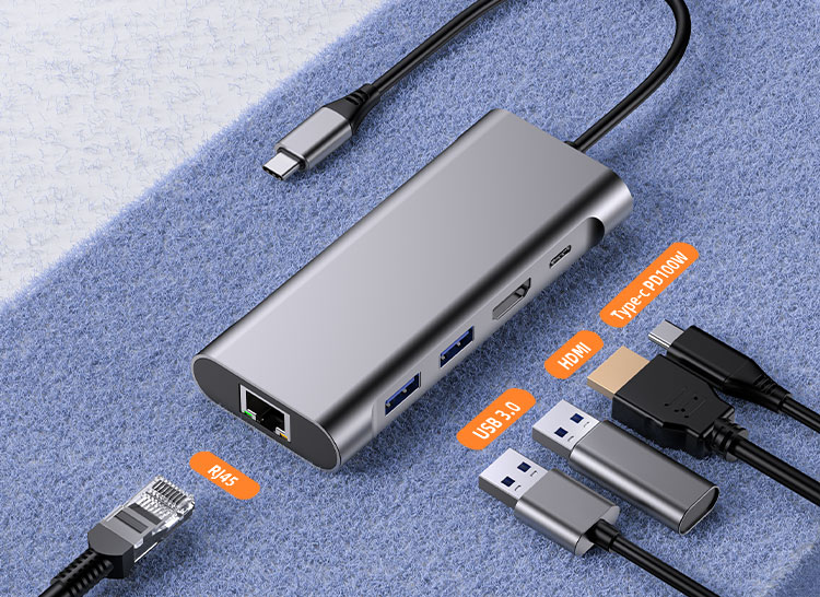 5合1 USB HUB扩展坞 Type-C转HDMI高清4K+RJ45+PD